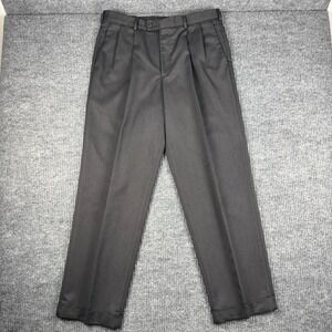 Vtg 90s Perry Ellis Portfolio Trousers Mens 34x31 Gray Pleated Tailored Dress